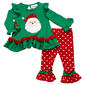 Baby Girl (12-24M) Rare Editions Santa Applique Top & Dot Pants - image 1