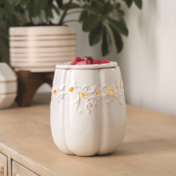 Candle Warmers Etc. White Pumpkin Illumination Wax Warmer