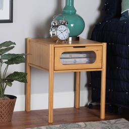 Baxton Studio Naresh Brown Bamboo Wood 1-Drawer End Table