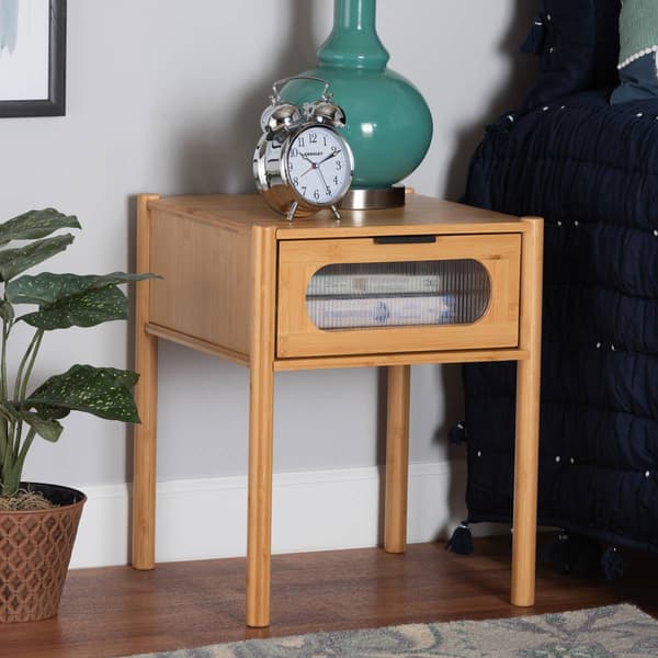Baxton Studio Naresh Brown Bamboo Wood 1-Drawer End Table