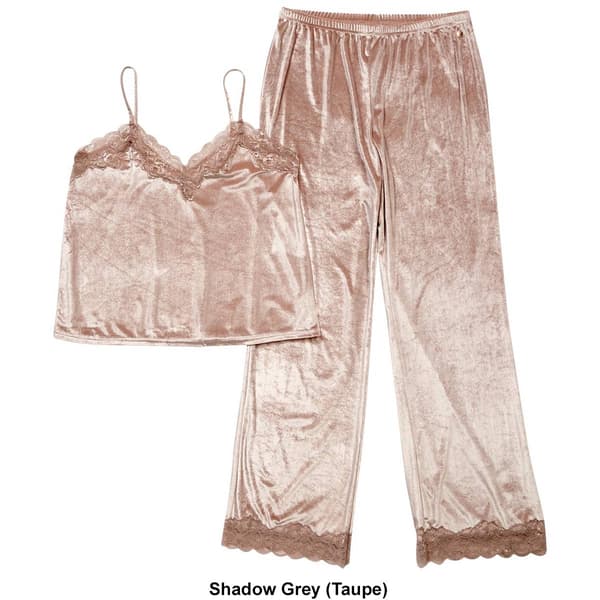 Womens Danskin Shine Velour Lace Trim Cami & Pants Pajama Set