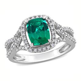 Gemstone Classics&#40;tm&#41; 10kt. White Gold Lab Created Emerald Ring