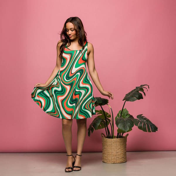 Womens 24/7 Comfort Apparel Green Knee Length Tank Swing Dress
