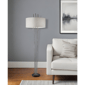HomeRoots 71in. Silver Two Light Floor Lamp With Linen Shade - image 2