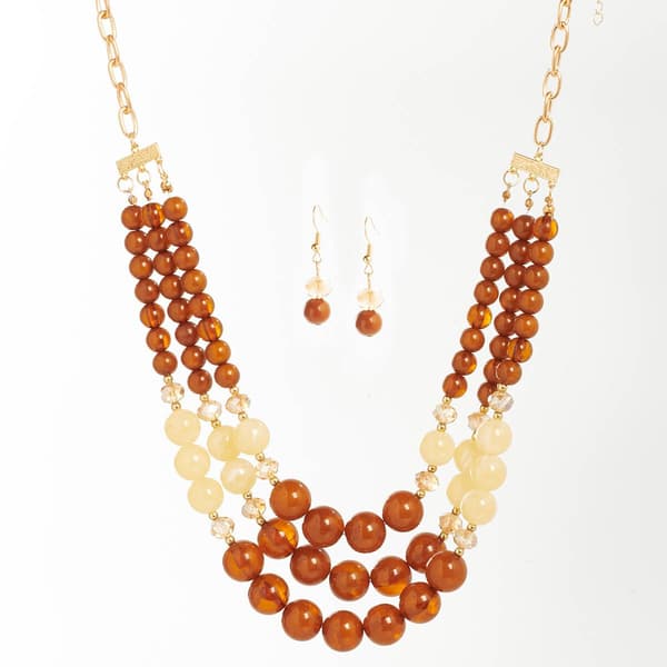 Ashley Cooper(tm) 3 Layer Beaded Necklace & Earring Set - image 