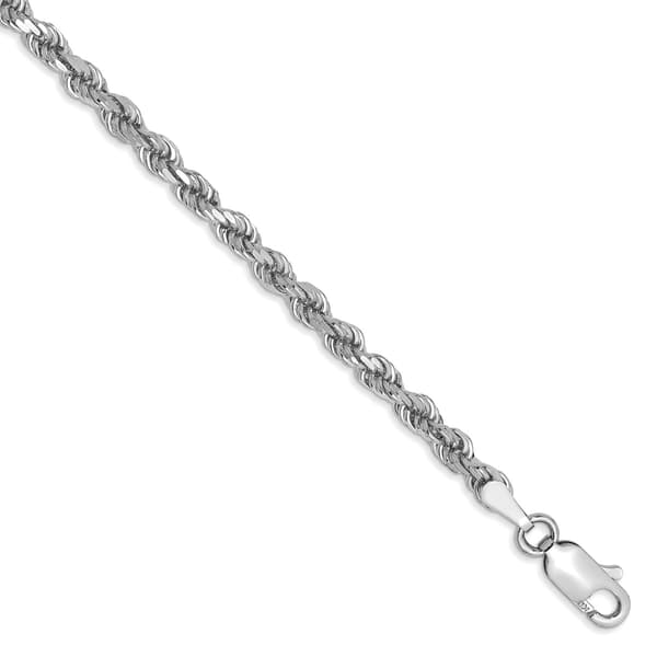 Gold Classics&#40;tm&#41; 3.0mm. White Gold Diamond Cut Rope Bracelet - image 