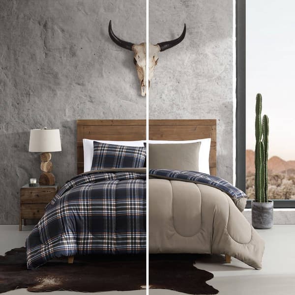 Wrangler City Flats Plaid Microfiber Reversible Duvet Cover Set