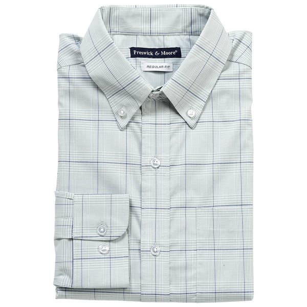 Mens Preswick & Moore® Regular Fit Plaid Dress Shirt - Sage