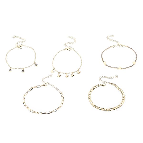 Ashley 5pc. Gold-Tone Butterfly & Heart Chain Metal Bracelets - image 