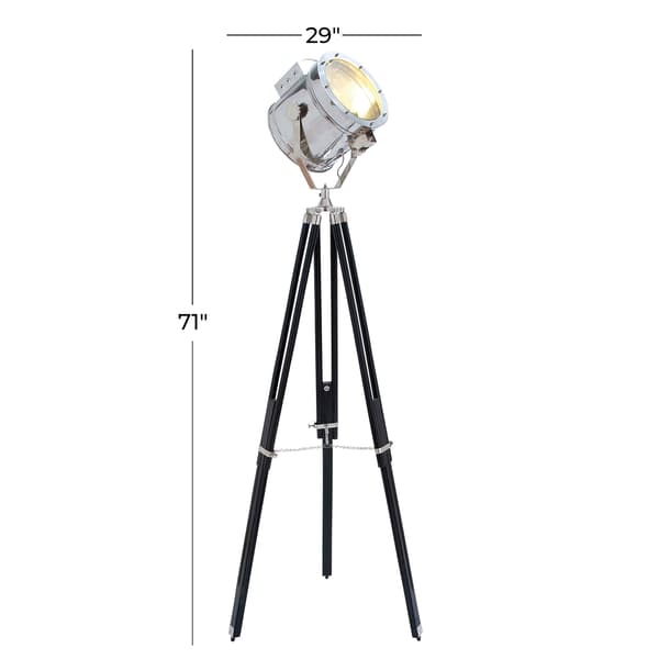 9th & Pike&#174; Black Wood Industrial Floor Lamp