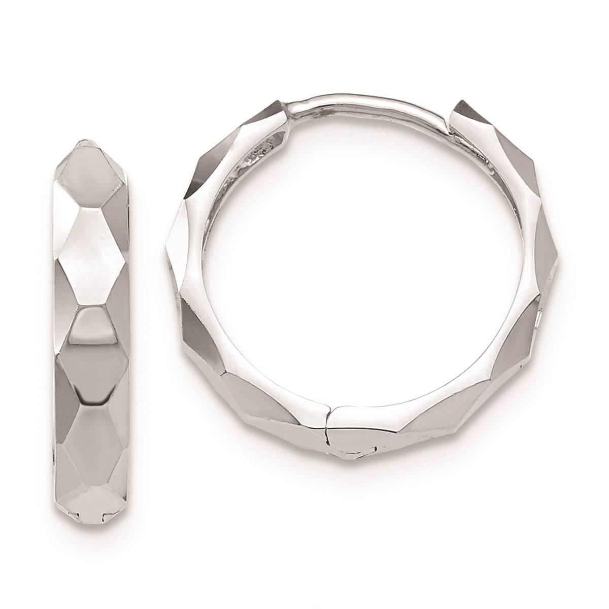 Gold Classics(tm) 14kt. 14mm White Gold Diamond Hoop Earrings