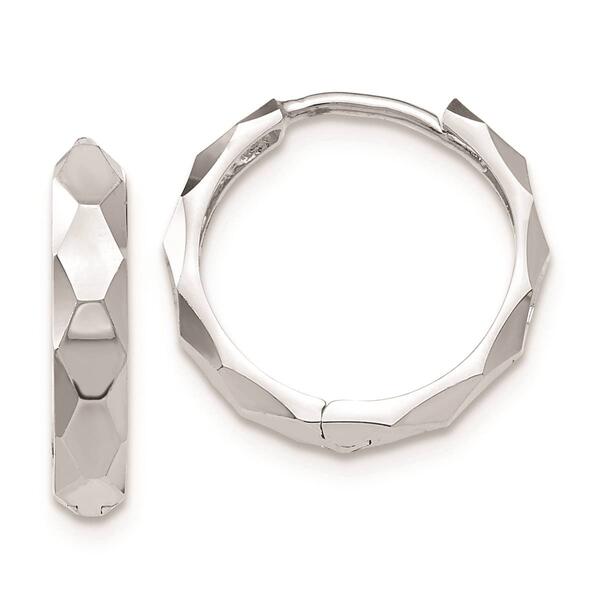 Gold Classics&#40;tm&#41; 14kt. 14mm White Gold Diamond Hoop Earrings - image 