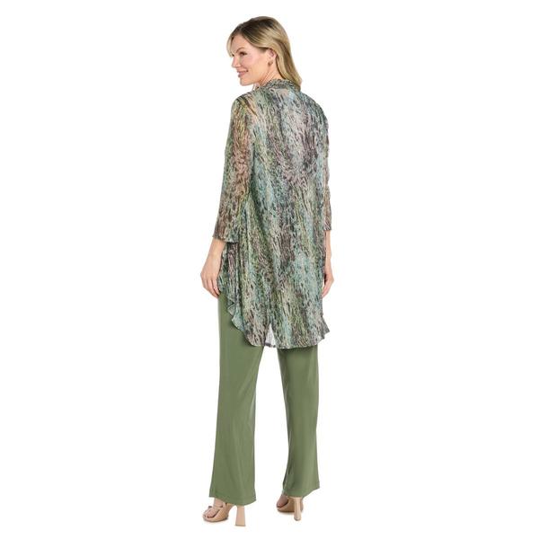Womens R&M Richards 3pc. Abstract Metallic Crinkle Pant Set