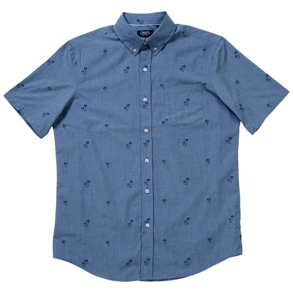 Mens Chaps Short Sleeve Button Down Shirt - Palm Trees - image 