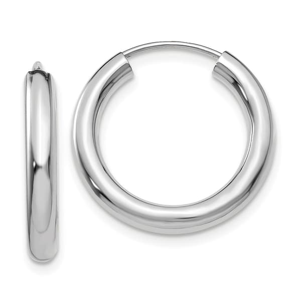 Gold Classics&#40;tm&#41; 20mm. White Gold Polished Hoop Earrings - image 