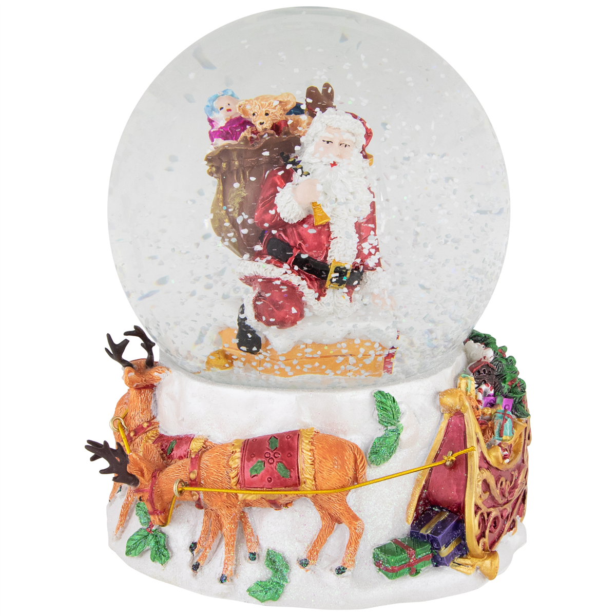 Northlight Santa Delivering Gifts Musical Christmas Snow Globe