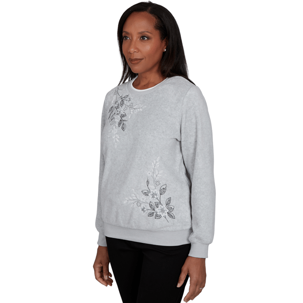 Womens Alfred Dunner Classics Floral Embroidered Sweatshirt