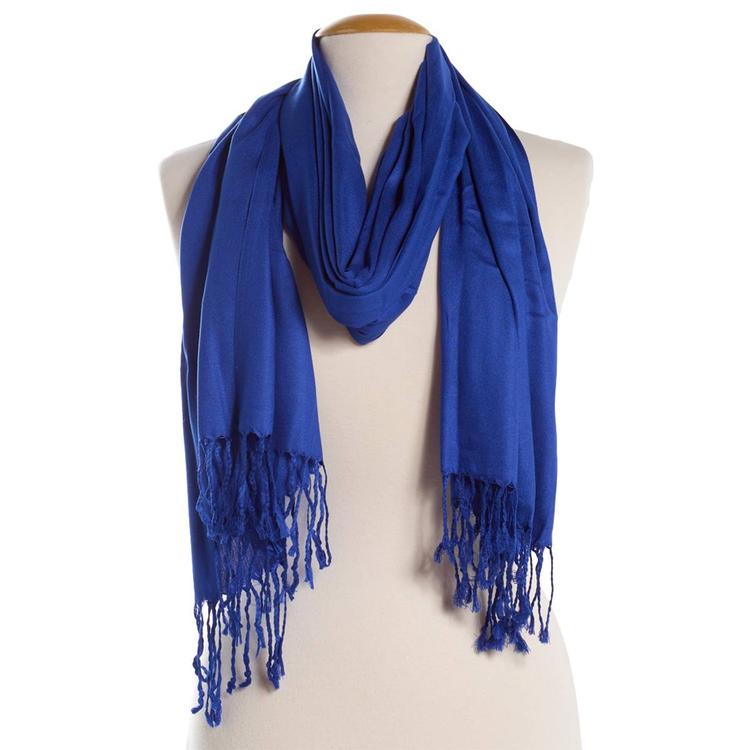 Womens Pashmina Solid Fringe Scarf