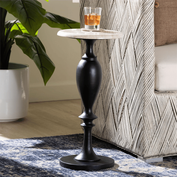 bali & pari Perlita End Table with Marble Stone Top