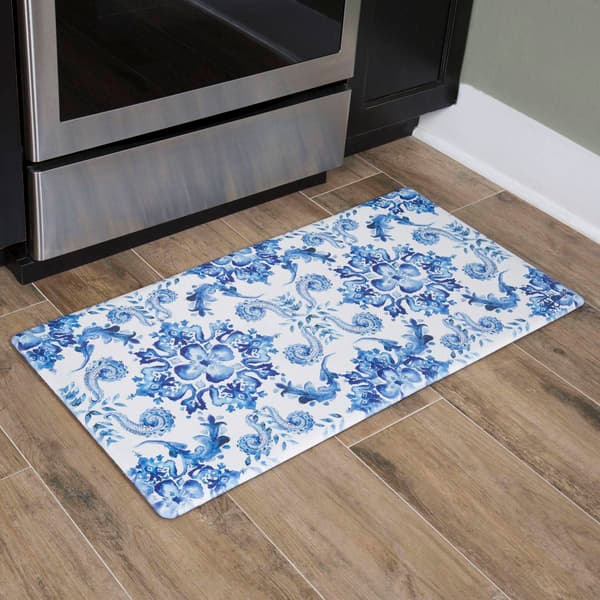 J&V Textiles Cloud Comfort Anti-Fatigue Poppy Blue Kitchen Mat