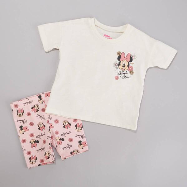 Toddler Girl Disney&#40;R&#41; Minnie Mouse Flowers Top & Bike Shorts Set - image 