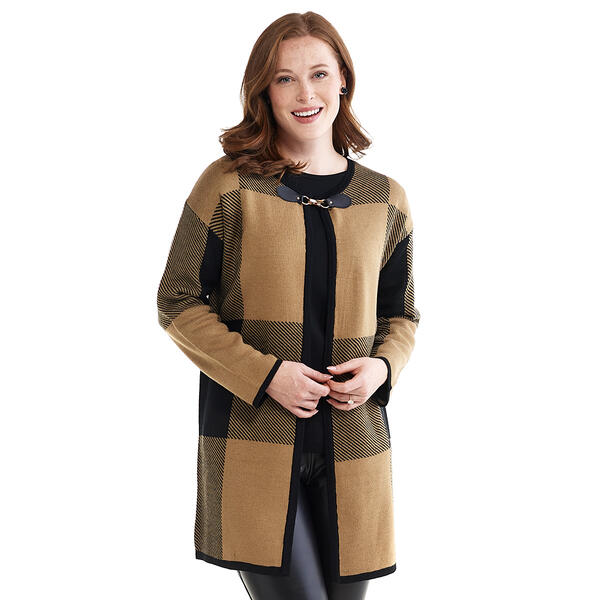 Womens Birch Long Sleeve Plaid Pattern Duster Cardigan - image 
