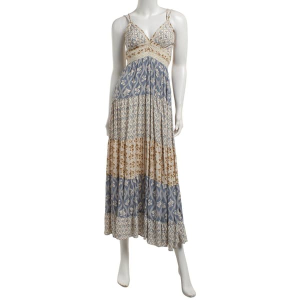 Juniors Angie Mix Print Double Strap Midi Slip Dress - image 