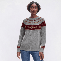 Petite Emily Daniels Long Sleeve Fair Isle Cardigan