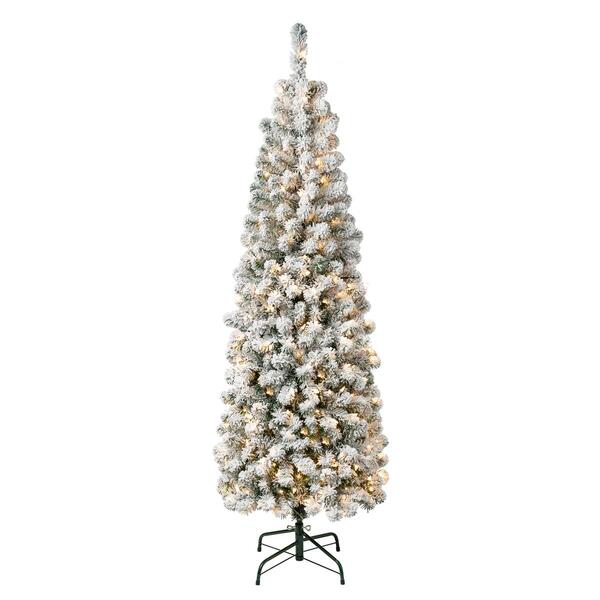 National Tree 6ft. Acacia Pencil Slim Flocked Christmas Tree - image 