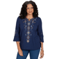 Womens Alfred Dunner Tuscany Diamond Embroidery Blouse - image 1