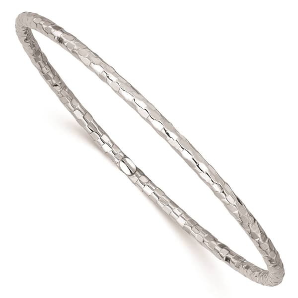 Gold Classics&#40;tm&#41; 14kt. White Gold Textured Slip-On Bangle Bracelet - image 