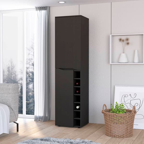 FM FURNITURE Maya Black Wengue Tall Bar Cabinet