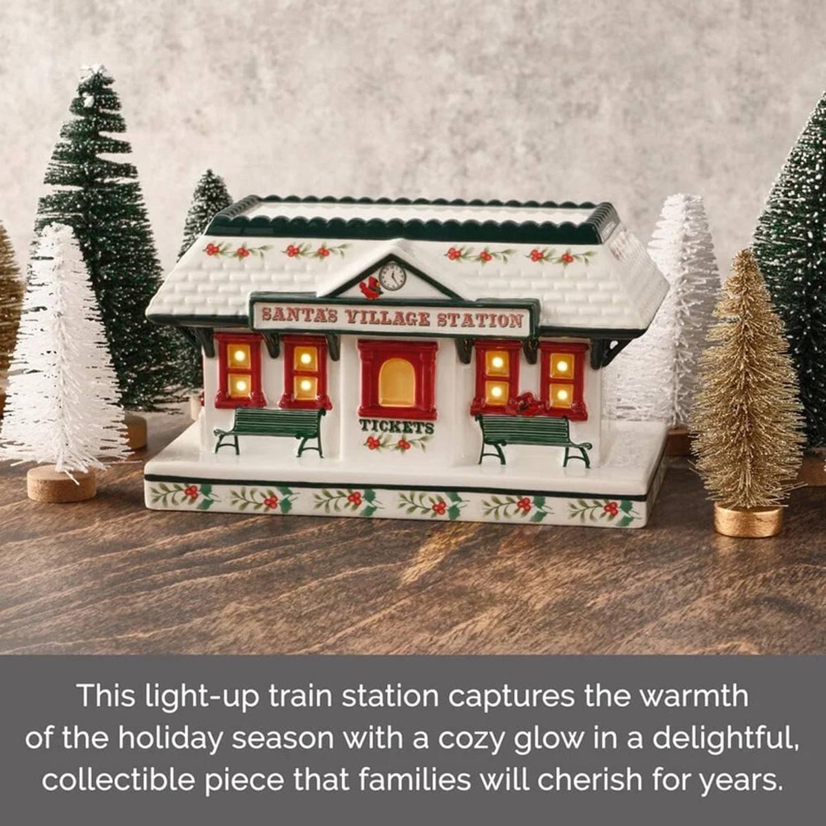 Pfaltzgraff® Winterberry Village Train Station with LED Light