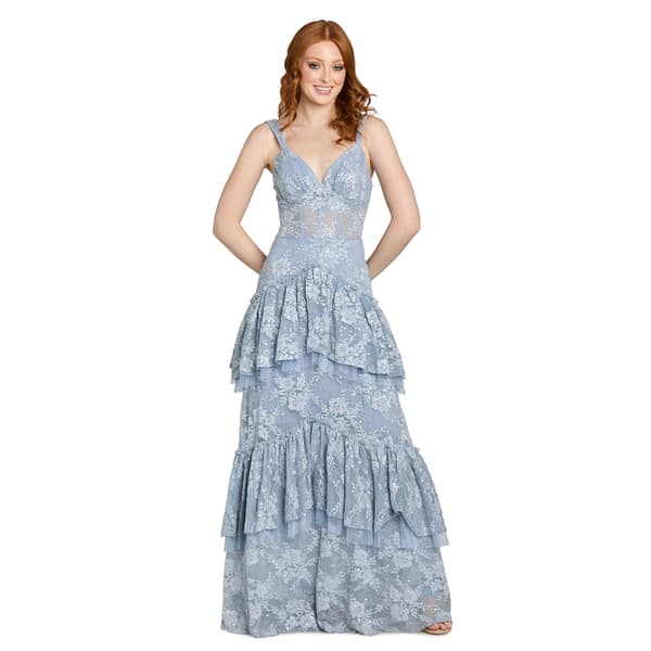 Juniors Morgan & Co. Sequin Lace Corset Triple Tier A-Line Dress - image 