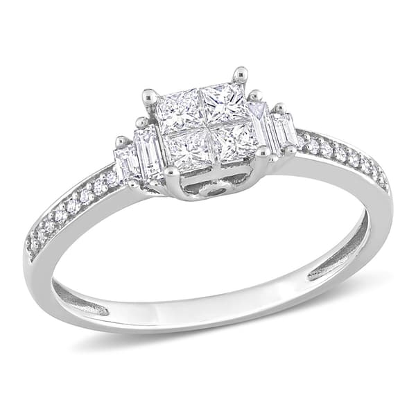Diamond Classics(tm) 14kt. White Gold 1/2ctw. Diamond Quad Ring - image 