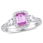 Gemstones Classics(tm) 14kt. White Gold Sapphire Halo 3-Stone Ring - image 1