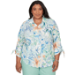 Plus Size Alfred Dunner Caribbean Blues Tropical Flower Eyelet T - image 1