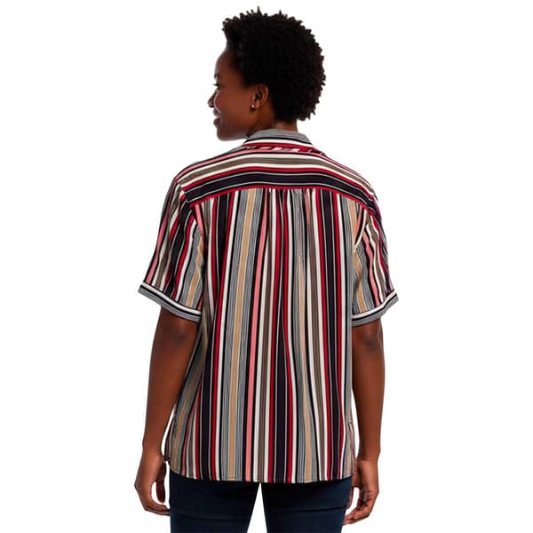 Womens Nautica Short Sleeve Stripe Button Front Blouse