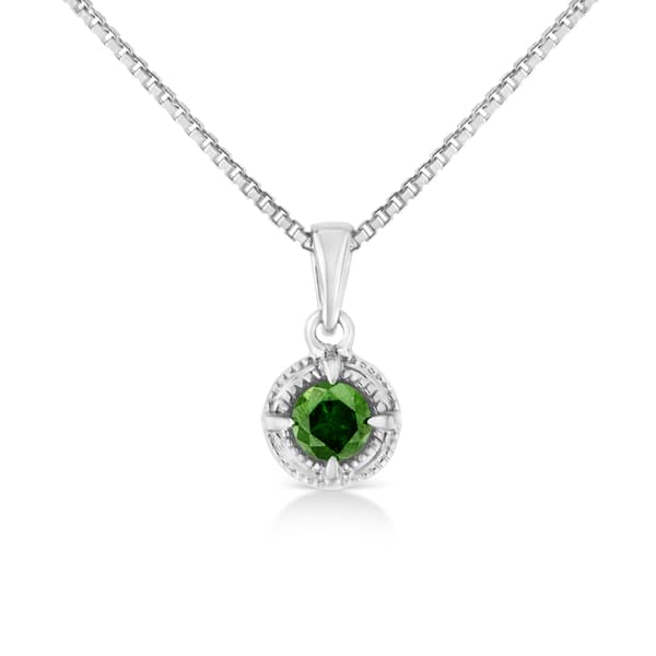 Radiant Rainbow&#40;tm&#41; 1/10ctw. Green Diamond Pendant