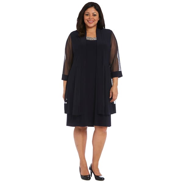Plus Size R&M Richards 2pc. Sheer Sleeve Jacket Dress - image 