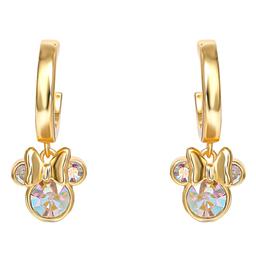 Disney Minnie Mouse Gold Plated AB Crystal Stud Earrings