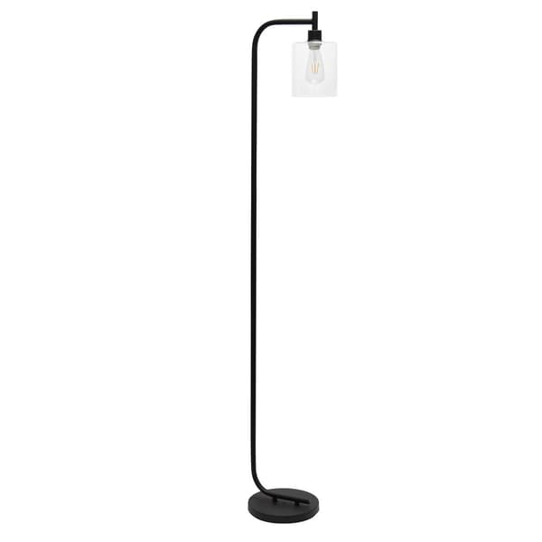 Simple Designs Modern Iron Lantern Floor Lamp w/Glass Shade