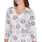 Petite Hearts of Palm Printed Essentials Leaf V Neck Blouse - image 5