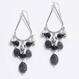 Ashley Cooper(tm) Rhodium-Tone Beaded Teardrop Chandelier Earrings