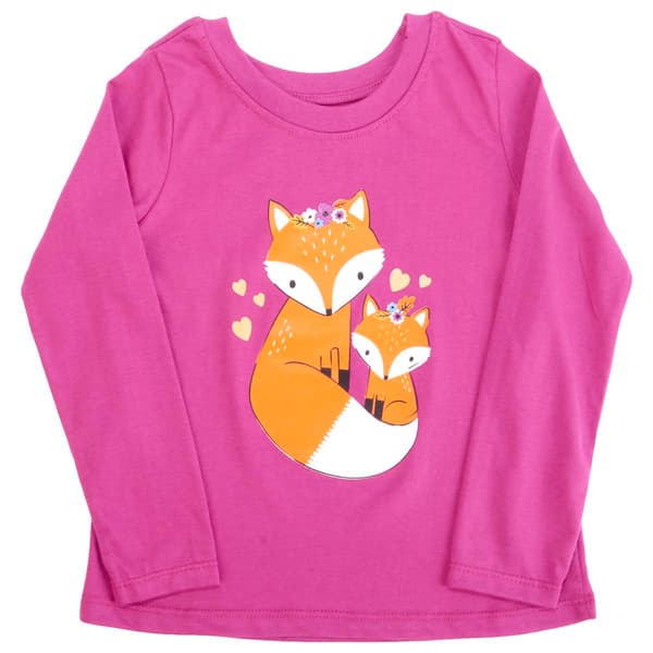 Girls &#40;4-6x&#41; Tales & Stories Long Sleeve Fox Family Tee - image 