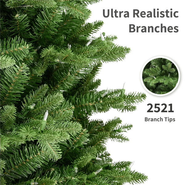 Puleo International 6.5ft. Pre-Lit Slim Noble Fir Christmas Tree