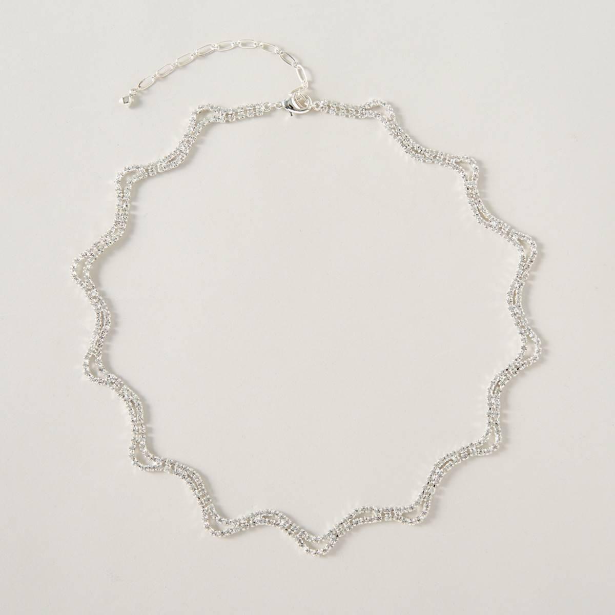 Rosa Rhinestones Duo Waves Rhinestone Collar Necklace