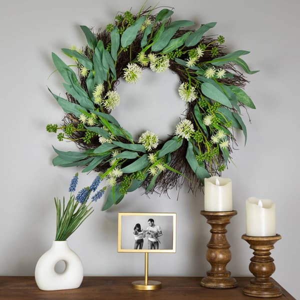 Northlight Seasonal Artificial Olive Leaf & Floral Spring Wreath