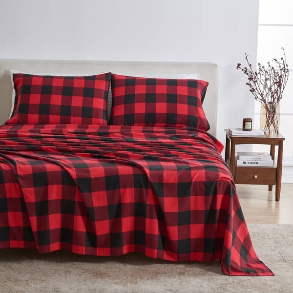 Freshfolds Premium Turkish Cotton Plaid Flannel 4pc. Sheet Set