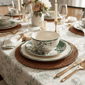 222 Fifth Brittany Stoneware Dinnerware Set 12pc. Sage Floral - image 4